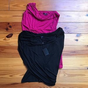 Tart Pink Black Drapped Tank Top Bundle, NWT, S